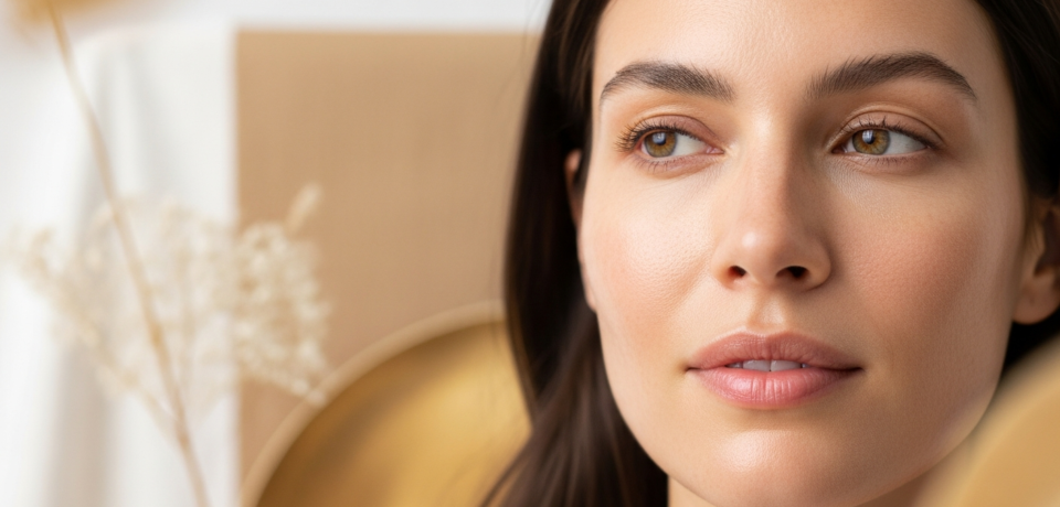 quiet-beauty-grupo-caroline-antunes Mulher de pele saudável e luminosa representando o movimento quiet beauty de naturalidade e saúde da pele em 2026