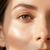 Região dos olhos de uma paciente com olheiras antes do tratamento dermatológico
