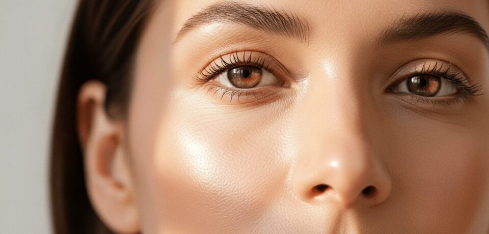 Região dos olhos de uma paciente com olheiras antes do tratamento dermatológico