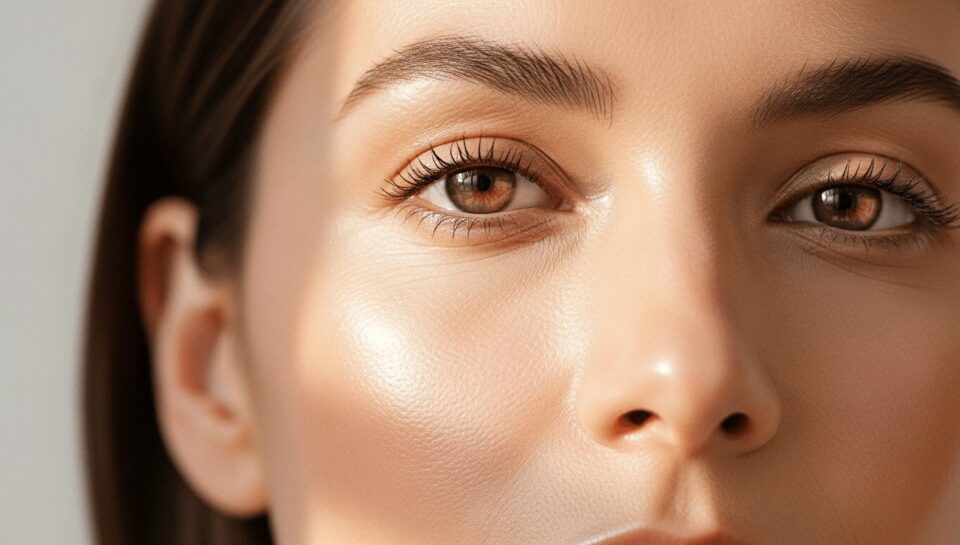 Região dos olhos de uma paciente com olheiras antes do tratamento dermatológico